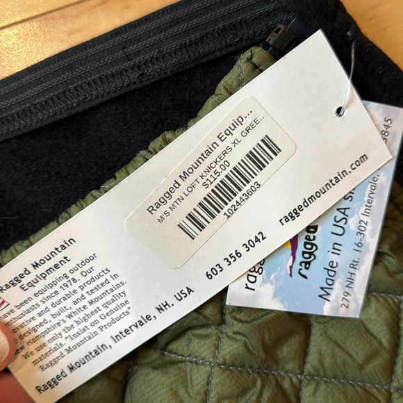 Ragged mountain men’s loft knickers. Quilted. XL. Green. Full zip. NWT - Picture 7 of 8